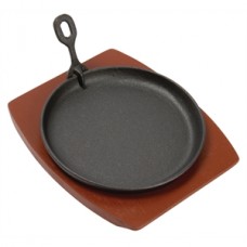 Olympia Cast Iron Round Sizzler with Wooden Stand