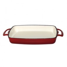 Vogue Red Rectangular Cast Iron Dish 1.8Ltr