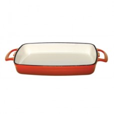 Vogue Orange Rectangular Cast Iron Dish 1.8Ltr